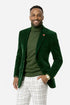 Mens Two Button Modern Fit Velvet Blazer in Hunter Green