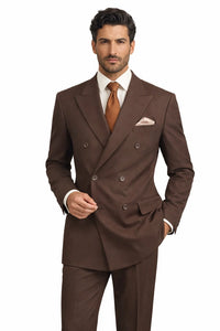 Pleated Suit - Mens Suits With Pleated Pant - Regular Fit Suit - Brown Suit