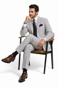 MEN'S 2PC SEERSUCKER MODERN FIT SUIT IN BLACK PINSTRIPE