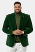 Mens Two Button Modern Fit Velvet Blazer in Hunter Green