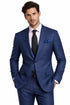 Mens Two Button Classic Fit Sport Coat Blazer In Navy Blue Windowpane Plaid