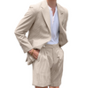 Mens Seersucker Suit With Short in Color Light Beige - Summer Fabric Casual look Mini Pinstripe