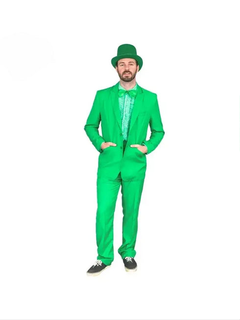 Vibrant Green Costume Suit with Matching Hat – Bold Party & Event Wear