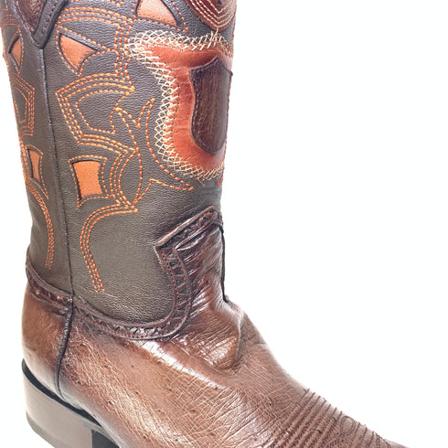 Los Altos Boots Brown Ostrich Quill Cowboy Boots