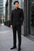 Apollo King Black Mandarin Collar Suit
