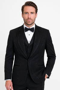 Black Italian Wool 3-Piece Modern Fit Tuxedo