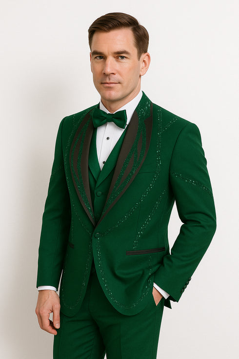 Hunter Green Italian Wool 3-Piece Modern Fit Tuxedo
