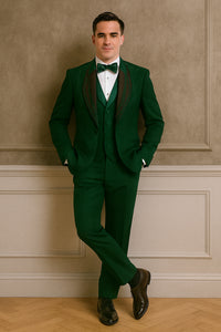 Hunter Green Italian Wool 3-Piece Modern Fit Tuxedo