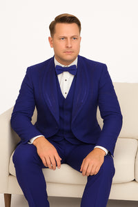 Royal Blue Italian Wool 3-Piece Modern Fit Tuxedo