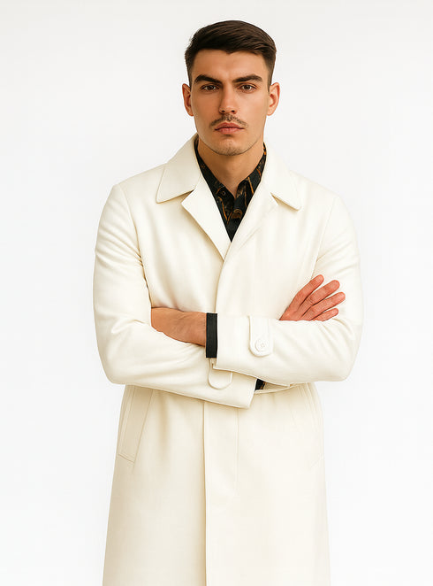 Ivory Alberto Belted Wool Topcoat – Stylish Men’s Winter Overcoat