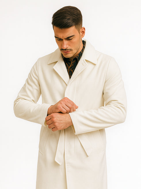 Ivory Alberto Belted Wool Topcoat – Stylish Men’s Winter Overcoat