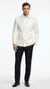 Men’s Ivory Dinner Jacket Floral Jacquard Blazer – Double Breasted Satin Lapel Formal Tuxedo Jacket for Wedding Cream Off White color