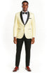 Big And Tall Suit For Men - Jacket + Pants + Bowtie + Pants - Ivory Suit