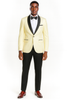 Big And Tall Suit For Men - Jacket + Pants + Bowtie + Pants - Ivory Suit