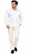 Mens Shiny Stretch Pants Solid Color Slim Fit Sateen Flashy Metallic Slacks in Color "Off White"
