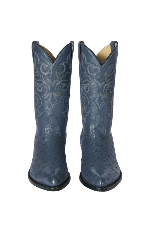 J Toe Cowboy Boots - J Toe Western Boots - Los Altos Boots - Mens Dress Cowboy Boot - Low Priced Blue Ostrich Cowboy Boots J-Toe - in Blue