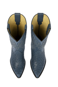 J Toe Cowboy Boots - J Toe Western Boots - Los Altos Boots - Mens Dress Cowboy Boot - Low Priced Blue Ostrich Cowboy Boots J-Toe - in Blue