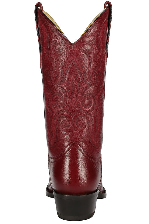 J Toe Cowboy Boots - J Toe Western Boots - Los Altos Boots - Mens Dress Cowboy Boot - Low Priced Burgundy Eel Cowboy Boots J-Toe- in Burgundy