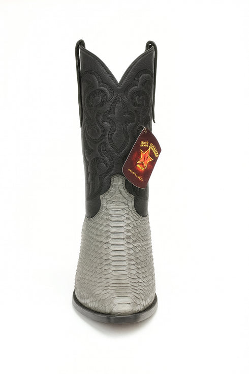 J Toe Cowboy Boots - J Toe Western Boots - Los Altos Grey J-Toe Genuine Python