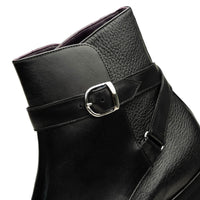 Zelli Jodphur Black Italian Calfskin Double Buckle Strap Boot