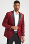 Men's Stacy Adam's Paisely Velvet Prom & Wedding Tuxedo Jacket In Red