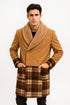 Mens Khaki Plaid Overcoat - Wool Peacoat - Plaid Topcoats