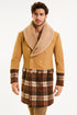 Mens Khaki Plaid Overcoat - Wool Peacoat - Plaid Topcoats