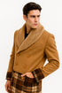 Mens Khaki Plaid Overcoat - Wool Peacoat - Plaid Topcoats