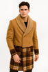 Mens Khaki Plaid Overcoat - Wool Peacoat - Plaid Topcoats
