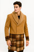 Mens Khaki Plaid Overcoat - Wool Peacoat - Plaid Topcoats