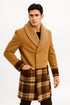 Mens Khaki Plaid Overcoat - Wool Peacoat - Plaid Topcoats