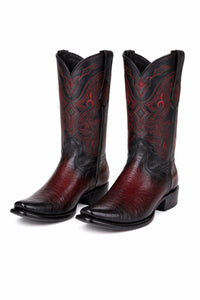 King Exotic Men's Ostrich Leg Faded Burgundy Cowboy Boots - H79 Dubai Toe