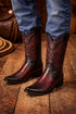 King Exotic Men's Ostrich Leg Faded Burgundy Cowboy Boots - H79 Dubai Toe