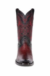 King Exotic Men's Ostrich Leg Faded Burgundy Cowboy Boots - H79 Dubai Toe