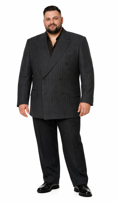 Kingsman Chalk-Striped Double Breasted Eggsy - Color Dark Grey Suit
