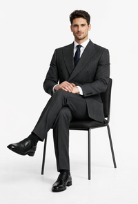 Kingsman Chalk-Striped Double Breasted Eggsy - Color Dark Grey Suit