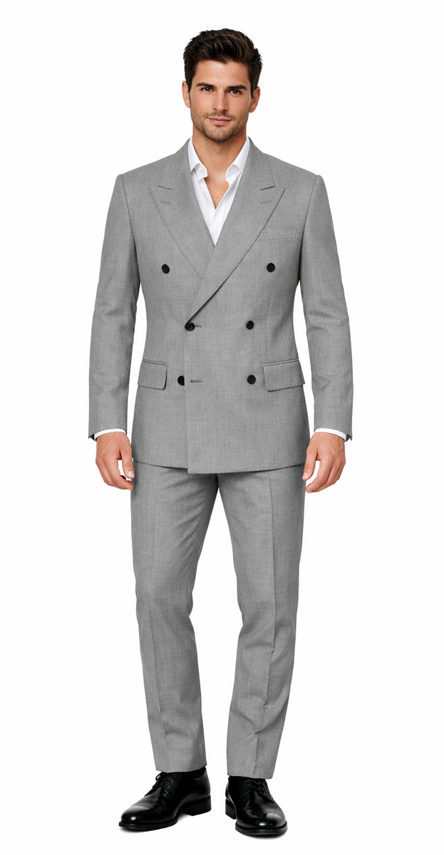 kingsman harry light grey Double Breasted suit – OvercoatUSA