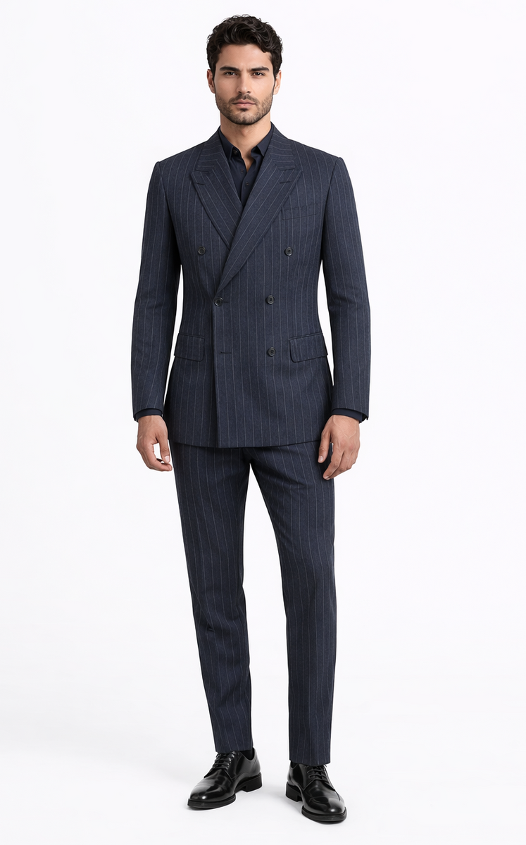 kingsman harrys pinstriped blue Double Breasted suit – OvercoatUSA
