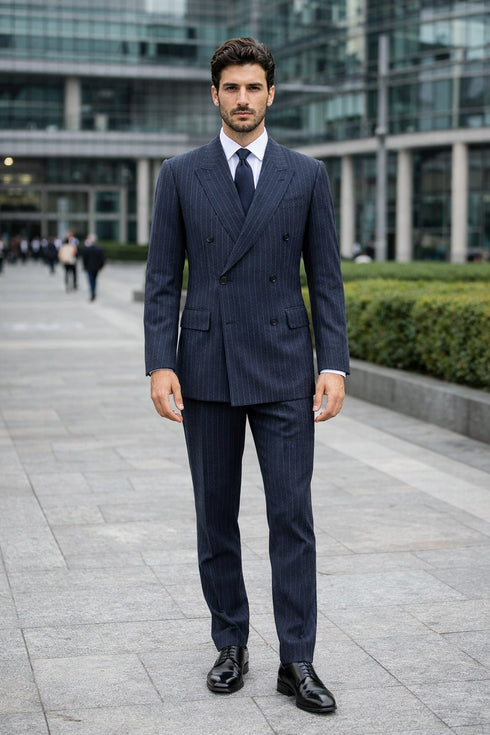 Kingsman Harrys Pinstriped Blue Double Breasted Suit