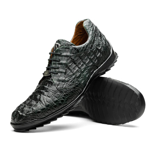 Marco Di Milano Kratos Men's Green Shoes Exotic Caiman Crocodile Sneakers