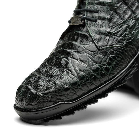 Marco Di Milano Kratos Men's Green Shoes Exotic Caiman Crocodile Sneakers