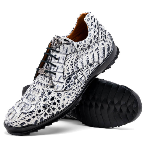 Marco Di Milano Kratos Men's Newspaper Shoes Exotic Caiman Crocodile Sneakers