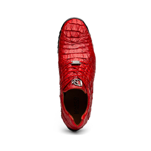 Marco Di Milano Kratos Men's Red Shoes Exotic Caiman Crocodile Sneakers