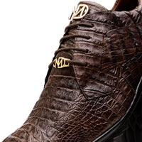 Marco Di Milano Kratos Men's Brown Shoes Exotic Caiman Crocodile Sneakers