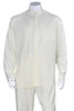 Mens Long Sleeve Mandarin Collar Casual Leisure Set in Cream
