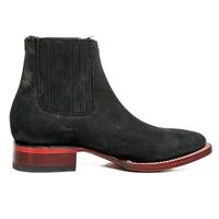 Los Altos Men's Boot Wide Square Toe Nobuck Black Leather Sole - Nobuck Black