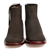 Los Altos Men's Boot Wide Square Toe Nobuck Dark Tabacco (Black) - Nobuck Black