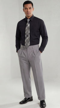 Mens Wide Leg Pants Classic Fit Pleated Pants in Color "Grey" 20.5 inch bottom Pants come lined to the knee.