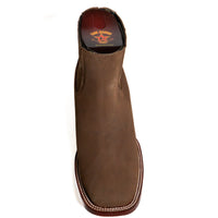 Los Altos Men's Boot Wide Square Toe Nobuck Taupe Leather Sole - Nobuck Taupe