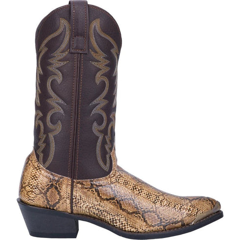 Laredo Men's Monty Snake Print Leather J-Toe Boots - Tan